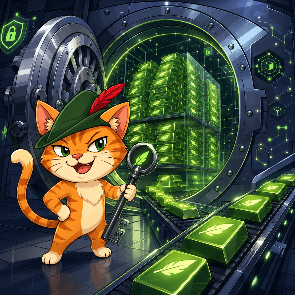 ROBIN guarding the HOODx treasury vault